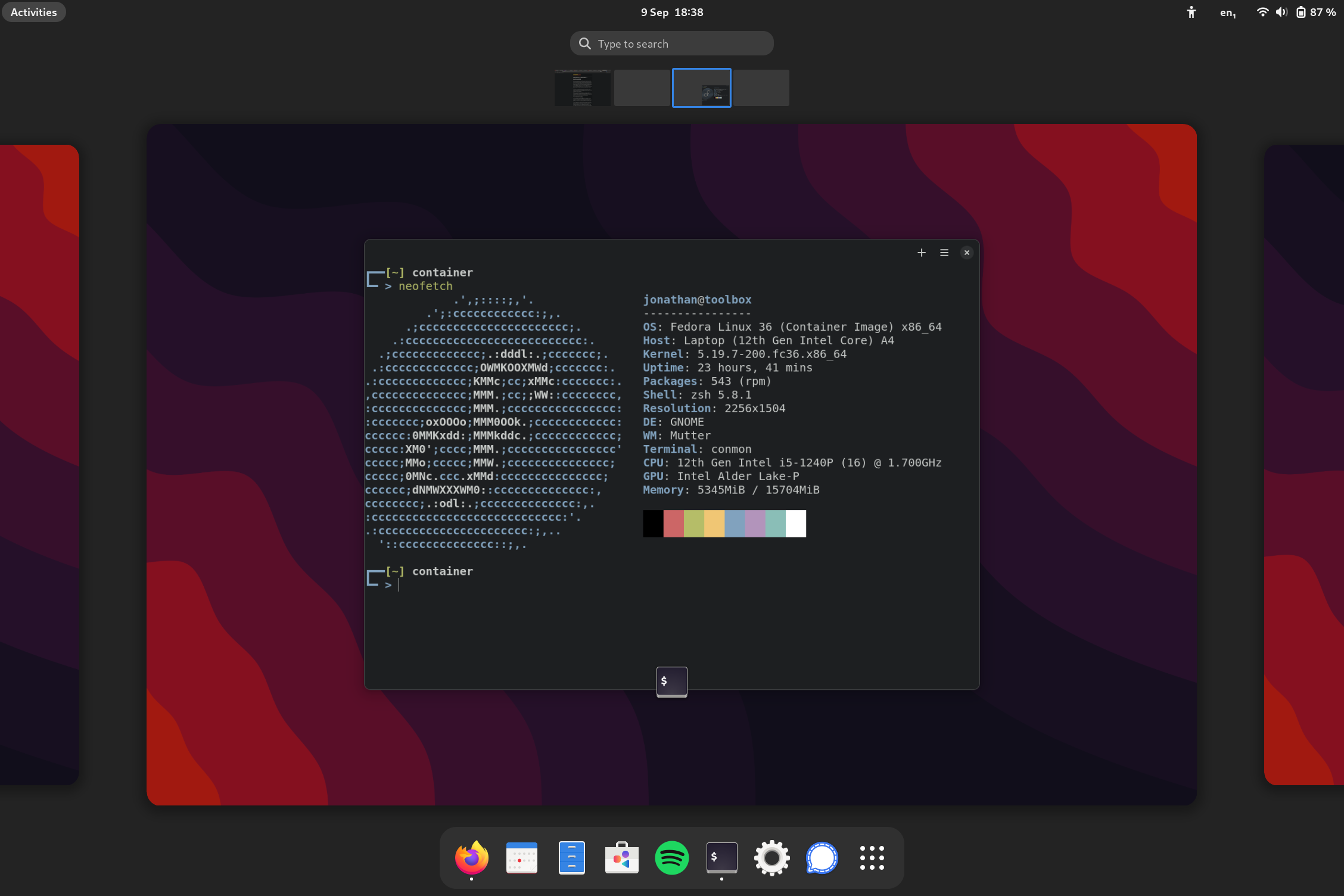 Fedora Silverblue GNOME Desktop